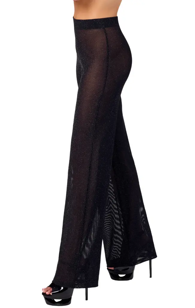Pantalon sexy NOIR HANDMADE "Palazzo Transparent Onyx F374" 