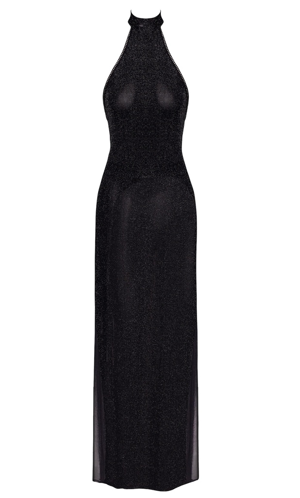 Robe longueavec double fente NOIR HANDMADE "Onyx F372"