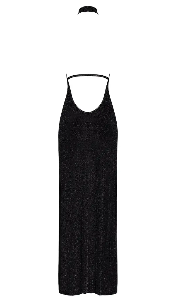 Robe longueavec double fente NOIR HANDMADE "Onyx F372"