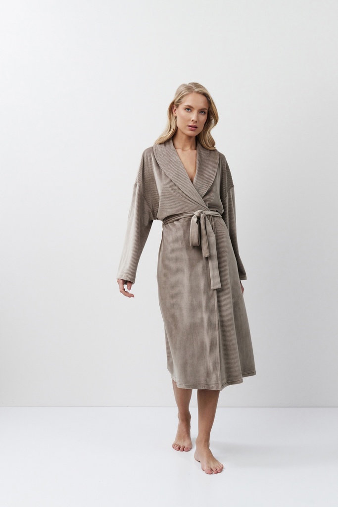 Peignoir dame long ARUELLE "Capucine" AR-CAP-SS - Brun 