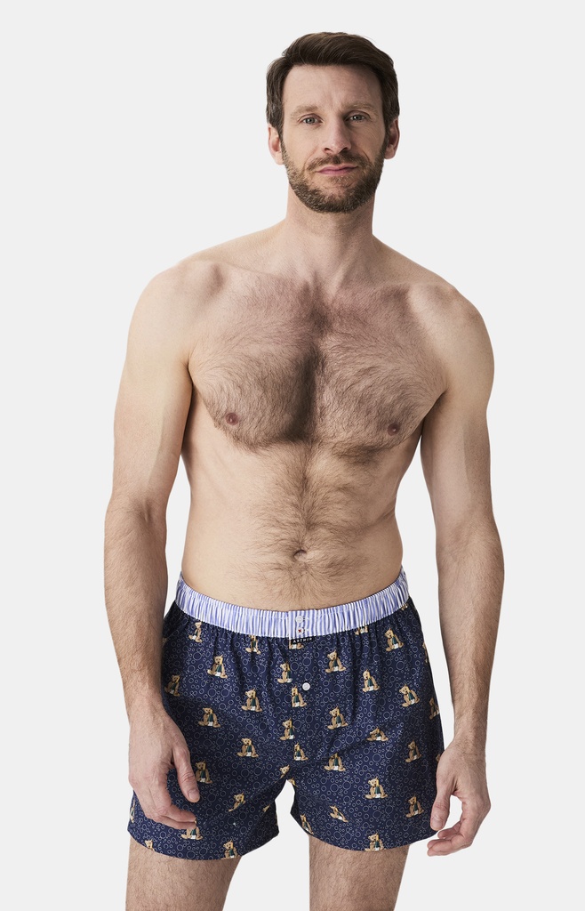 Caleçon américain homme avec maintien 100% coton bio ARTHUR "Le Club" CSP - Marine 1184H25