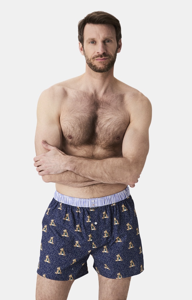 Caleçon américain homme avec maintien 100% coton bio ARTHUR "Le Club" CSP - Marine 1184H25