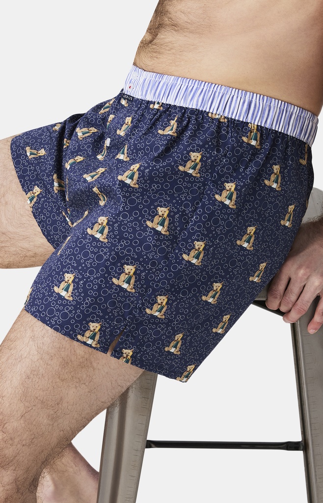 Caleçon américain homme avec maintien 100% coton bio ARTHUR "Le Club" CSP - Marine 1184H25