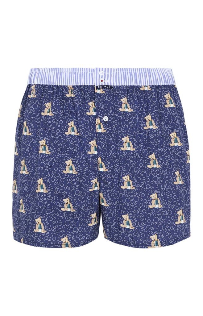 Caleçon américain homme avec maintien 100% coton bio ARTHUR "Le Club" CSP - Marine 1184H25