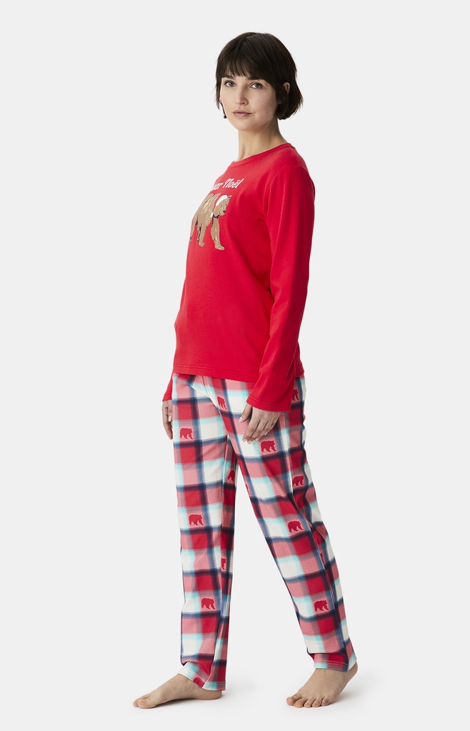 Pyjama long femme ARTHUR "Bear Noël" MOL - Rouge  OURSH25