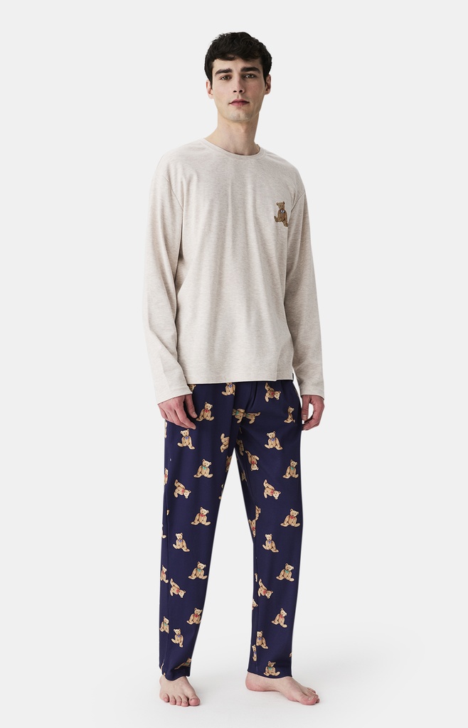 Pyjama long homme coton bio ARTHUR "Old Teddy" ZAC - Marine OLDTH25