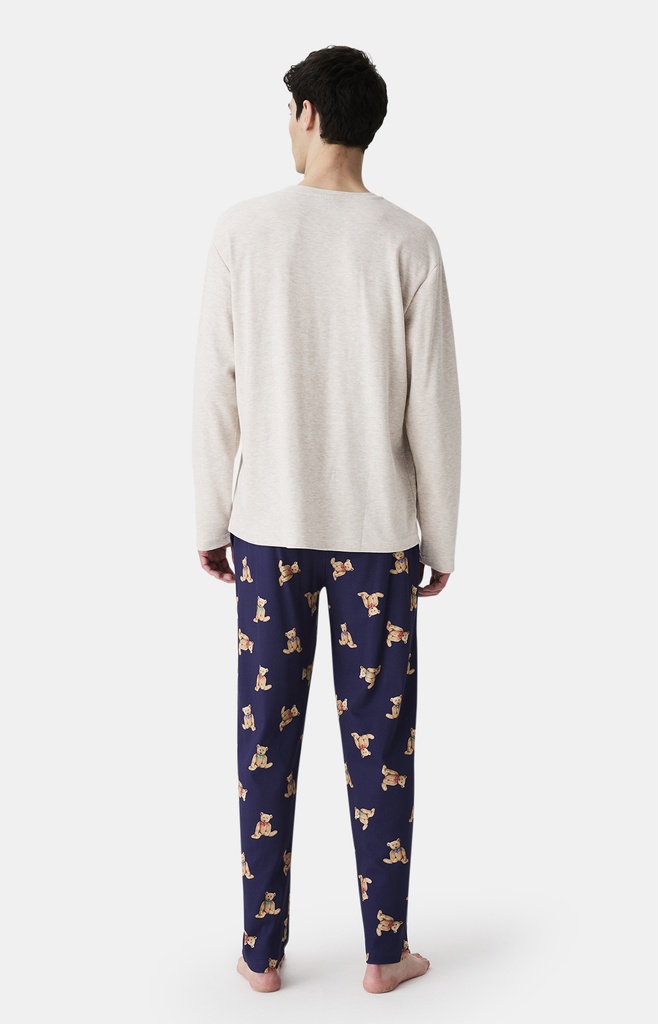 Pyjama long homme coton bio ARTHUR "Old Teddy" ZAC - Marine OLDTH25