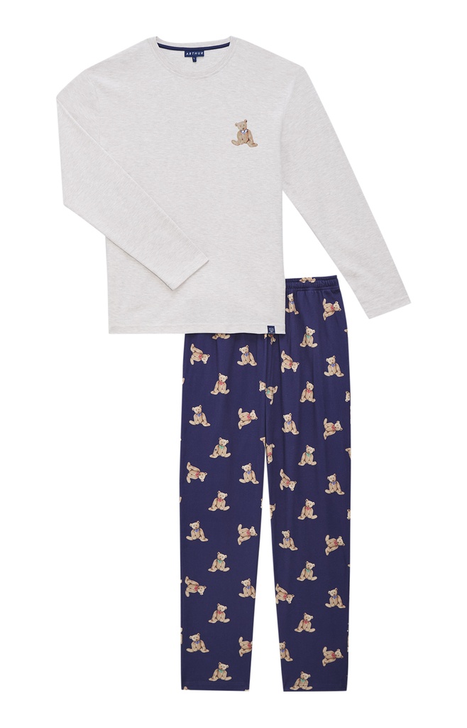 Pyjama long homme coton bio ARTHUR "Old Teddy" ZAC - Marine OLDTH25