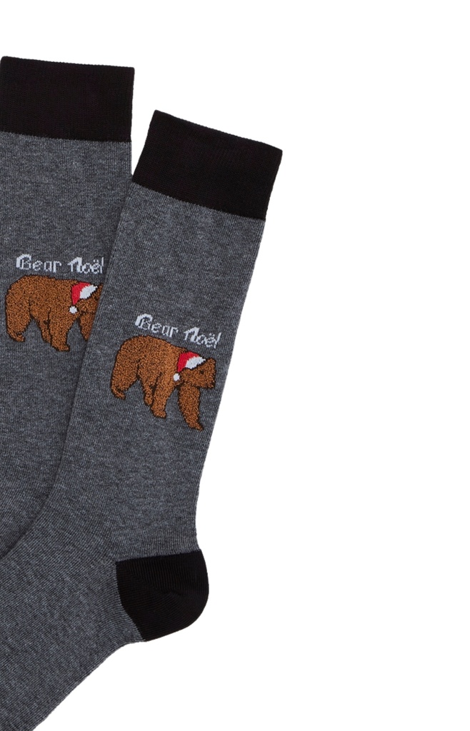 Chaussettes fantaisies homme TU ARTHUR "Bear Noël" 1SO - Gris ORSOH25