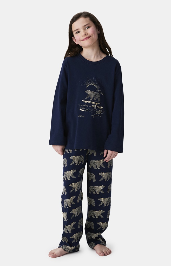 Pyjama long enfant 100% coton bio ARTHUR "Nuit Polaire" LUK - Marine POLAH25
