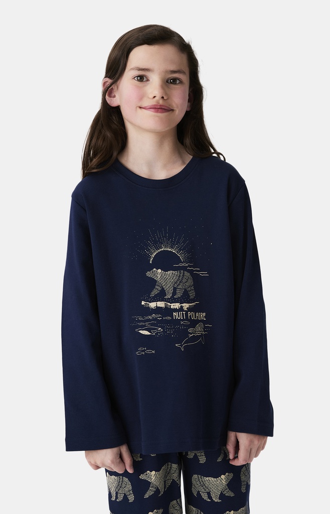Pyjama long enfant 100% coton bio ARTHUR "Nuit Polaire" LUK - Marine POLAH25