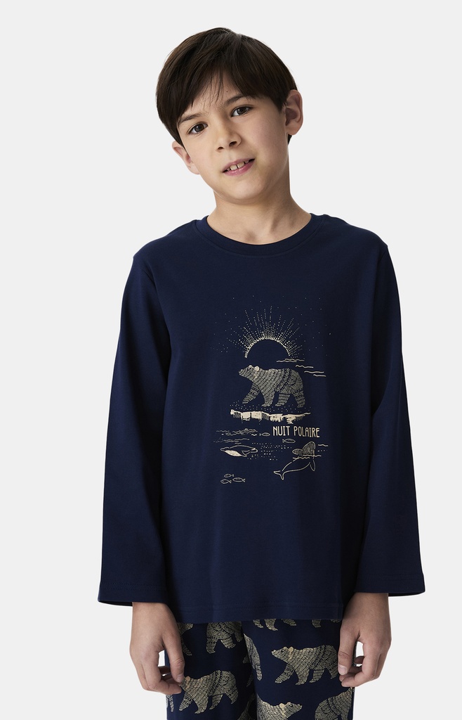 Pyjama long enfant 100% coton bio ARTHUR "Nuit Polaire" LUK - Marine POLAH25