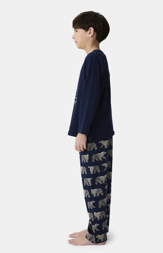 Pyjama long enfant 100% coton bio ARTHUR "Nuit Polaire" LUK - Marine POLAH25