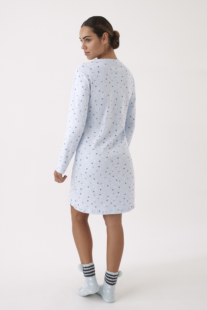 Chemise de nuit dame longues manches PROMISE "Artic Adventure" N20141 - Azure