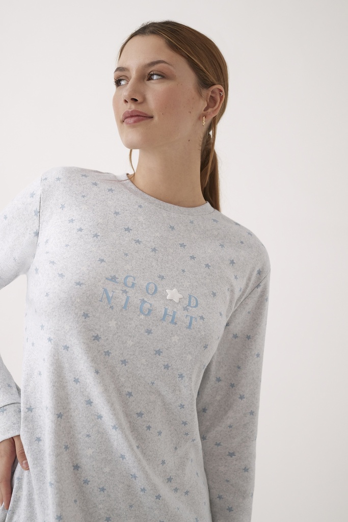 Chemise de nuit dame longues manches PROMISE "Good Night" N20211- Gris 163