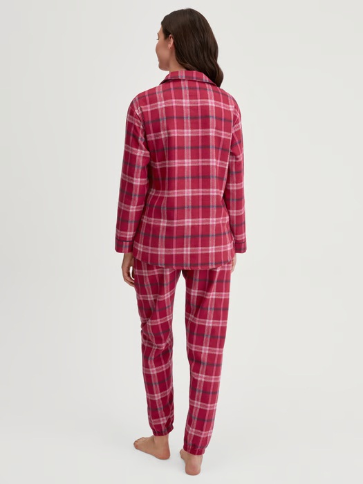 Pyjama dame boutonnée longues manches CALIDA "Holiday Dreams" 42434 - Deep Red 732