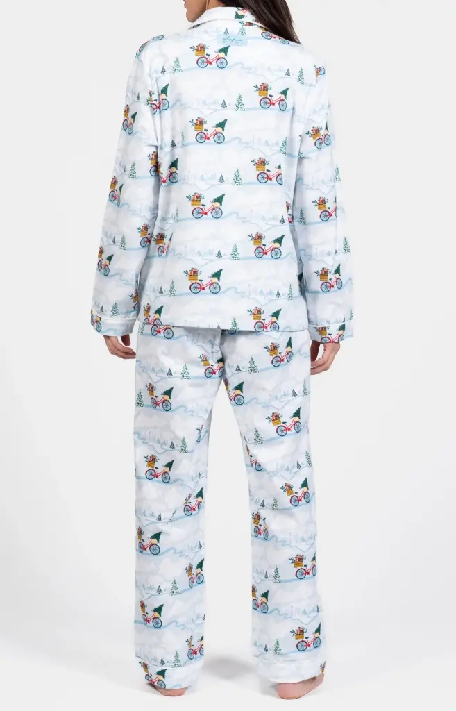 Pyjama long femme boutonné 100%coton pilou ARTHUR PPF - Blanc NOELH24