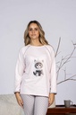 Pyjama long dame MIRA 8451MW - Rose imp Chaton En Hiver 02