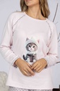 Pyjama long dame MIRA 8451MW - Rose imp Chaton En Hiver 02