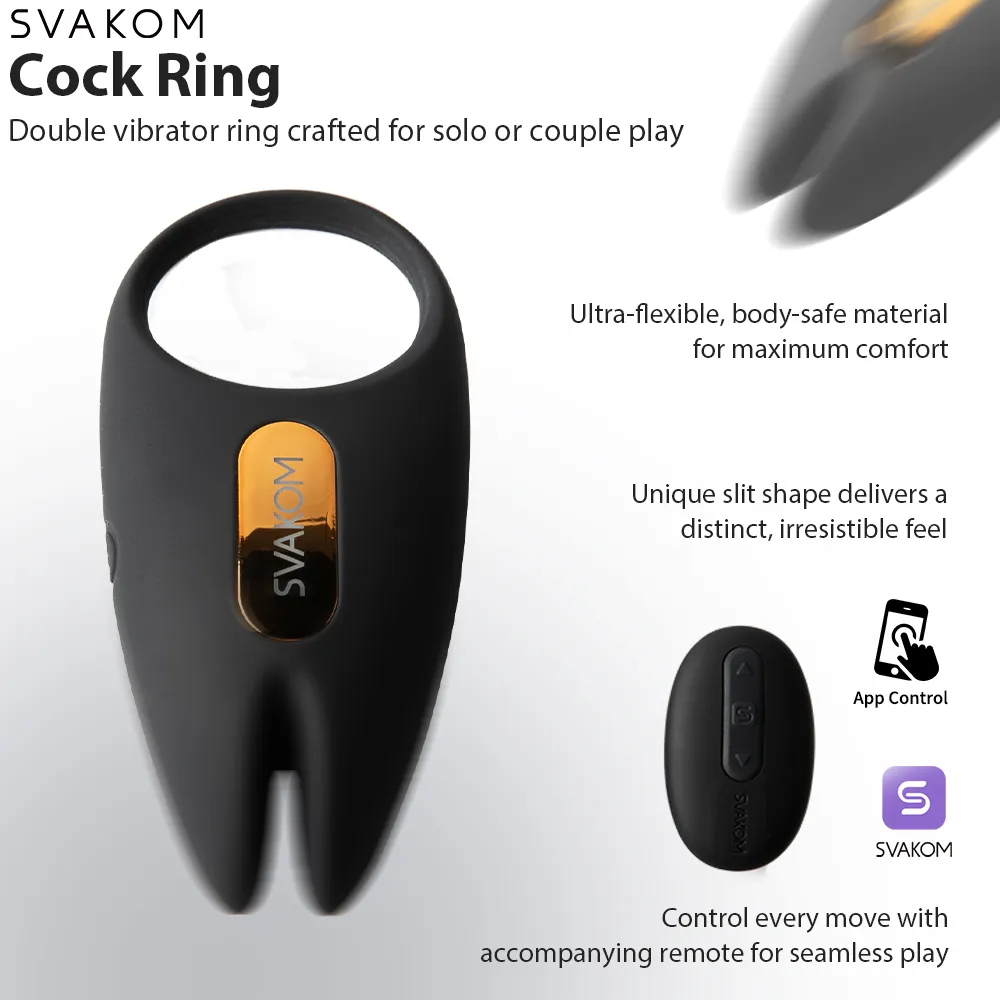 Anneau pénien vibrant controlé par application SVAKOM "Winni 2" - Noir