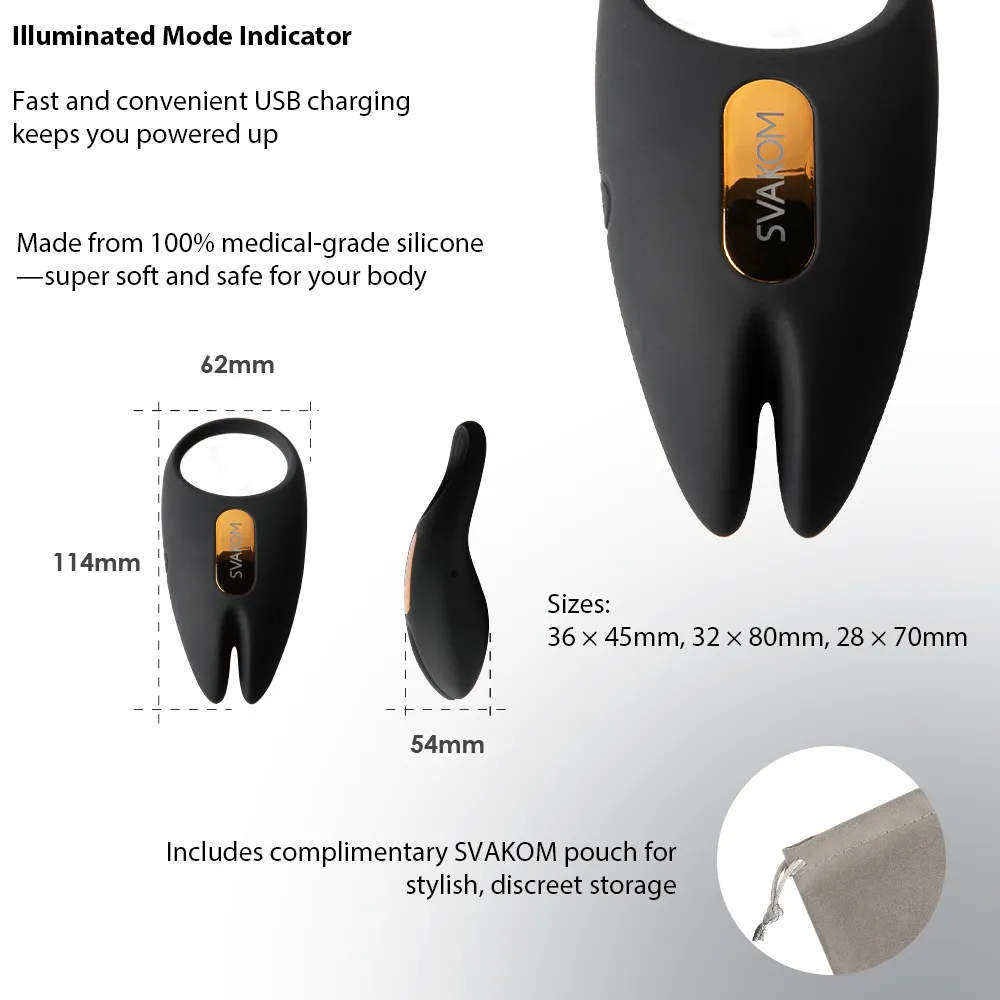 Anneau pénien vibrant controlé par application SVAKOM "Winni 2" - Noir