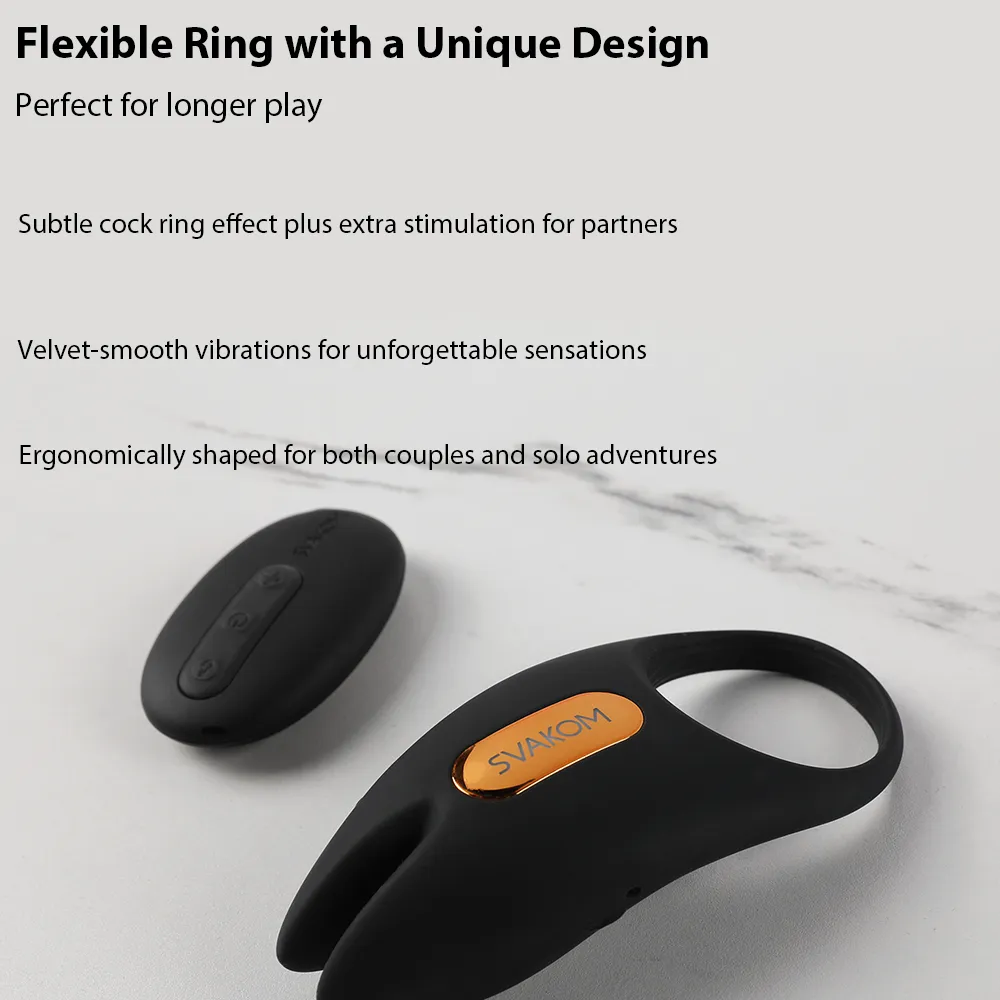 Anneau pénien vibrant controlé par application SVAKOM "Winni 2" - Noir