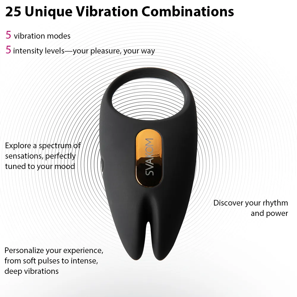 Anneau pénien vibrant controlé par application SVAKOM "Winni 2" - Noir