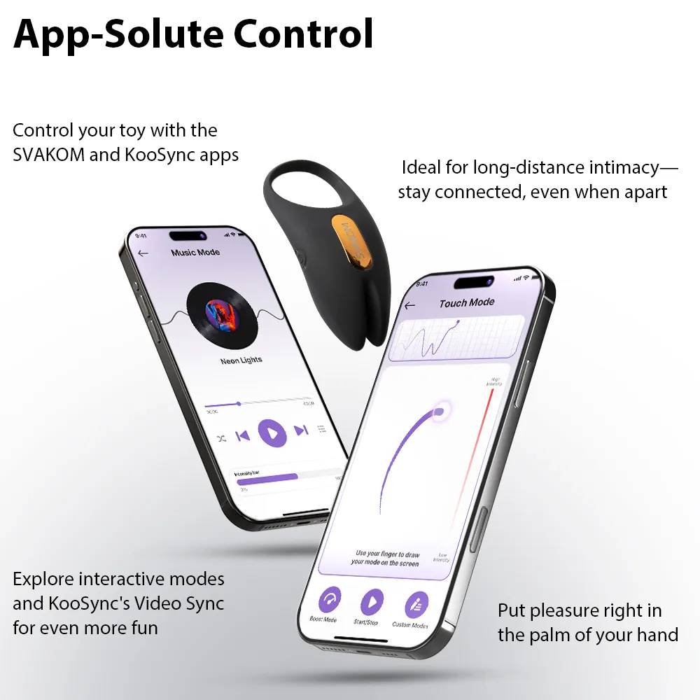 Anneau pénien vibrant controlé par application SVAKOM "Winni 2" - Noir