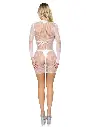 Mini robe sexy à col montant en résille ultra fine LEG AVENUE 86799 - Blanc 002