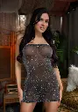 Mini robe tube scintillante en strass lurex LEG AVENUE 86799 - Noir Argenté 065