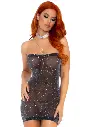 Mini robe tube scintillante en strass lurex LEG AVENUE 86799 - Noir Argenté 065