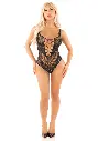 Body en dentelle et résille strass LEG AVENUE 89341 - Noir 001