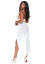 Longue robe fendue dentelle sexy & string - 2 pièces - LEG AVENUE 88018 - Blanc 002