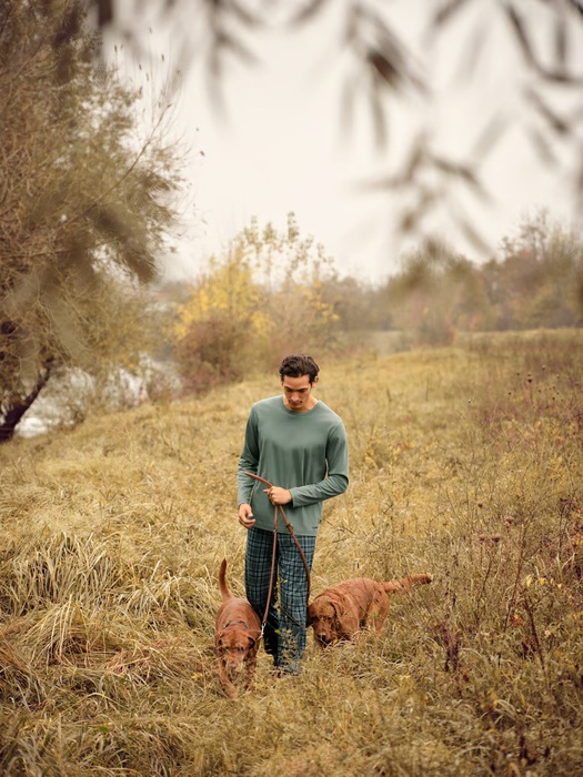 Pyjama long homme 100% coton CALIDA "Relax Streamline" 46382 - Dark Glen 549