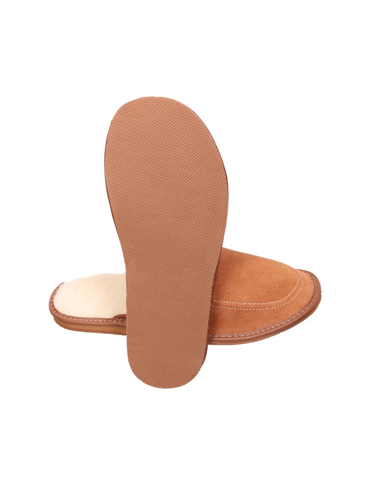 Pantoufles fourrées pour homme DIRECT TANNERIE "PZ06" - Camel 
