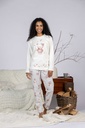 Pyjama long dame MIRA 8450MW - Rose imp Ourson Fleur 02