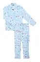 Pyjama long homme boutonné en pilou ARTHUR "Noël en Altitude" PLC - Ciel NOELH25