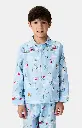Pyjama long enfant boutonné ARTHUR "Noël en Altitude" PYE - Ciel NOELH25
