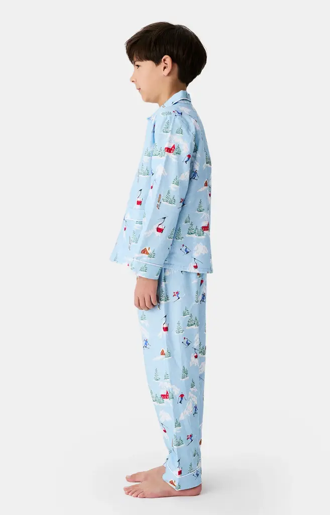 Pyjama long enfant boutonné ARTHUR "Noël en Altitude" PYE - Ciel NOELH25