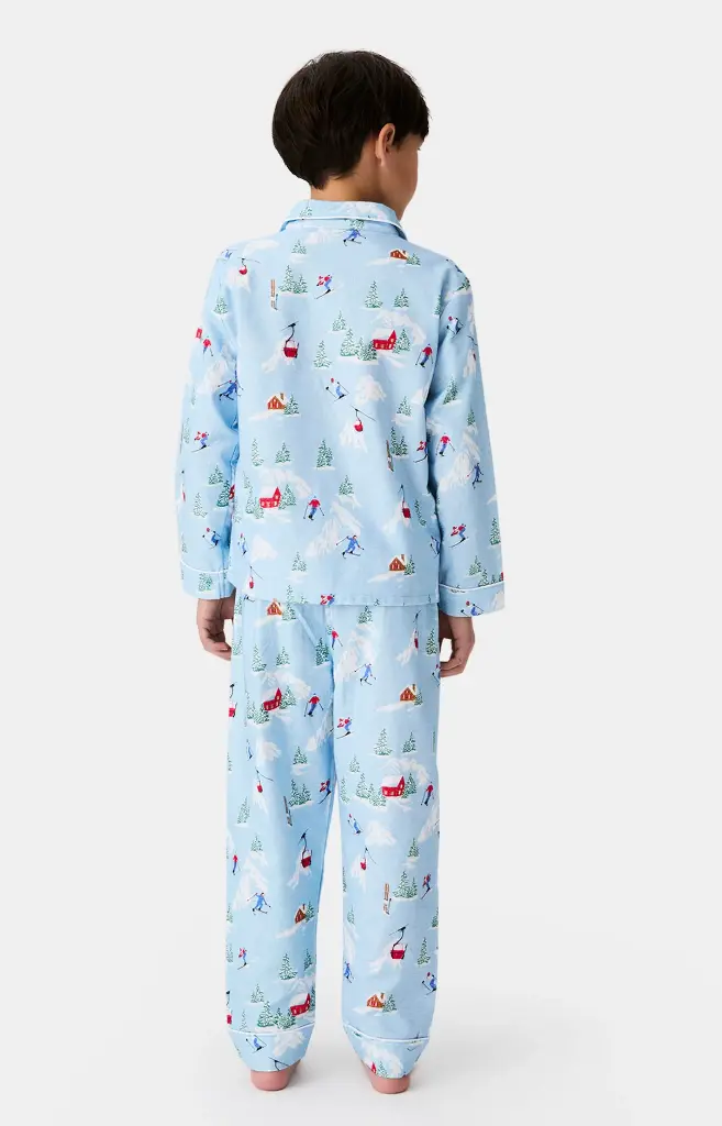 Pyjama long enfant boutonné ARTHUR "Noël en Altitude" PYE - Ciel NOELH25
