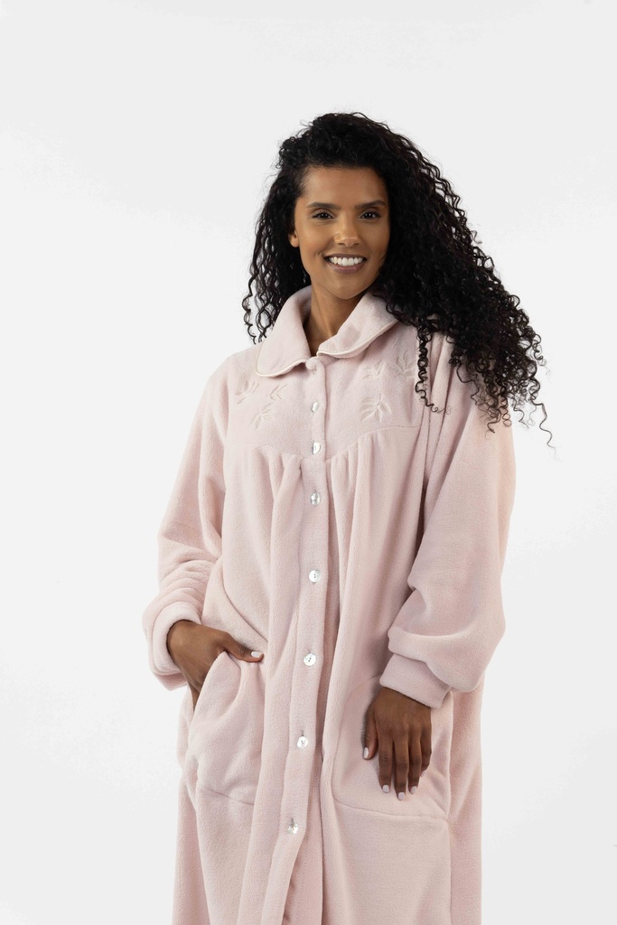 Robe de chambre boutonnée MIRA 9106WW - Vieux Rose 02