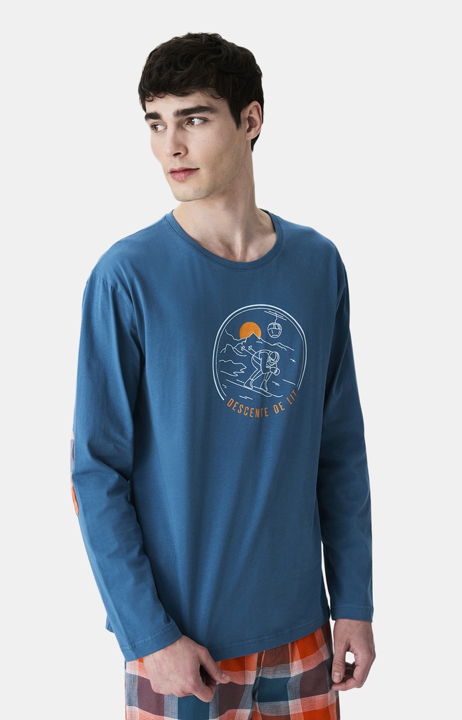 Pyjama long homme coton ARTHUR "Descente de Lit" BOS - Bleu Vert FREDH25