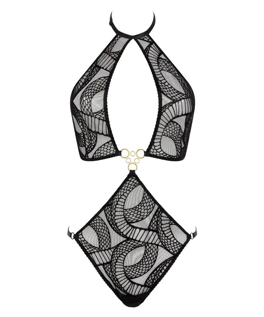 Body lingerie sexy AUBADE "Boite à Désir" Velvet Snake P086A-5 - Noir