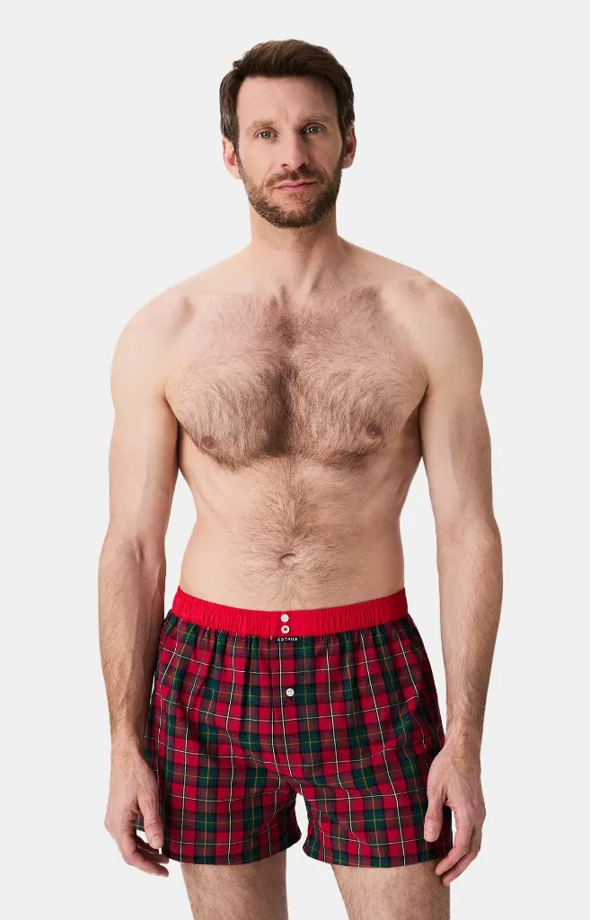 Caleçon américain homme avec maintien 100% coton bio ARTHUR "Le Club" CSP - Rouge 1177H25