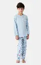 Pyjama long enfant boutonné ARTHUR "Noël en Altitude" LUK -  Ciel NOELH25
