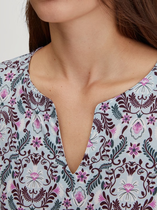 Chemise de nuit dame 100cm en 100% coton CALIDA "Autumn Dreams" - Smoke Bleu 544