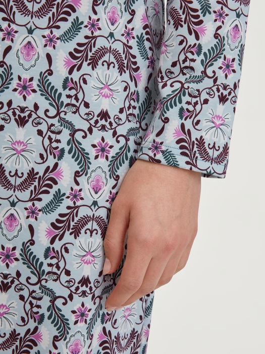 Chemise de nuit dame 100cm en 100% coton CALIDA "Autumn Dreams" - Smoke Bleu 544