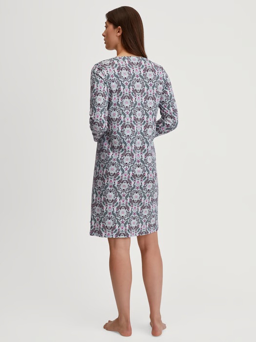 Chemise de nuit dame 100cm en 100% coton CALIDA "Autumn Dreams" - Smoke Bleu 544