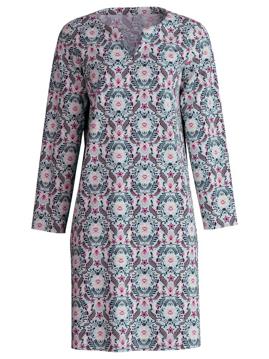Chemise de nuit dame 100cm en 100% coton CALIDA "Autumn Dreams" - Smoke Bleu 544