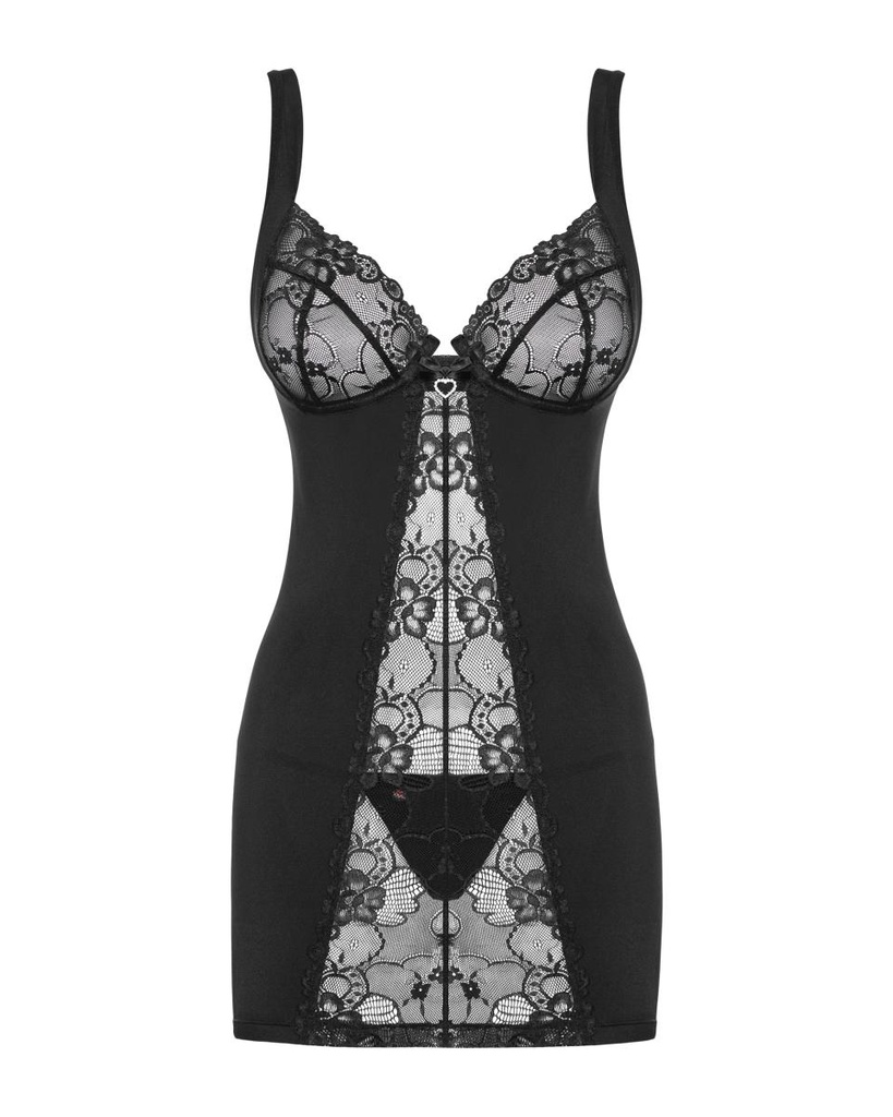 Nuisette dentelle babydoll transparente sexy & string 2 pièces OBSESSIVE "Heartina" 103122